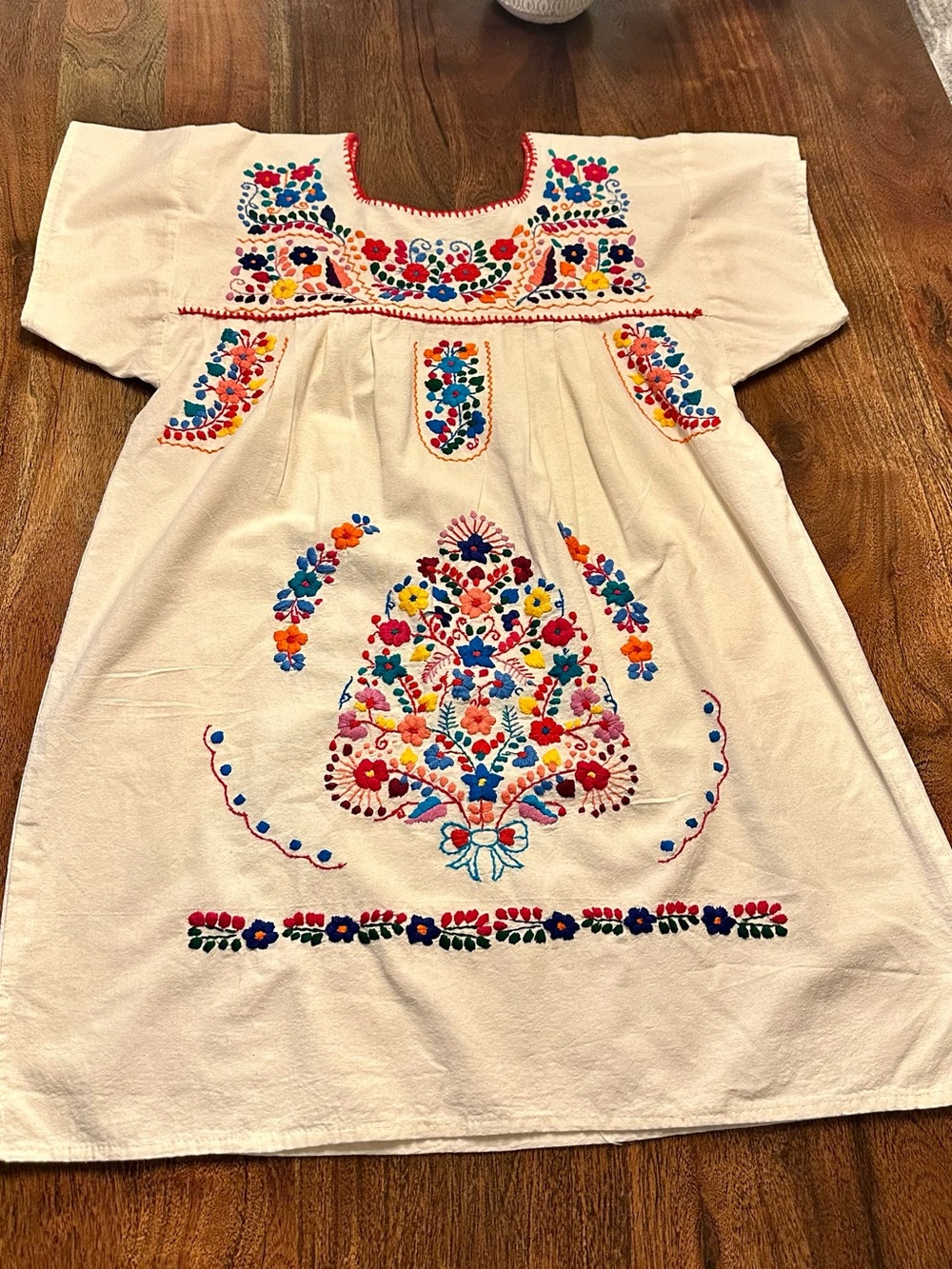 Women’s Cream Embroidered Floral Sundress - Multicolor